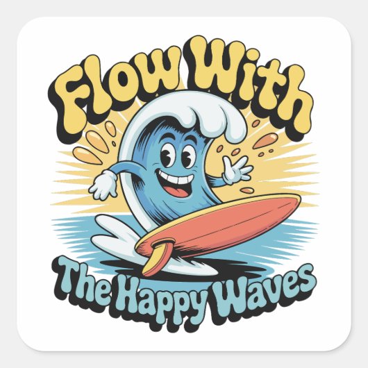 Autocollant Imperméable Flow With The Happy Waves (Devant)