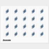 Autocollant Impression Gras Argent FEUILLES BLEUES (Feuille)