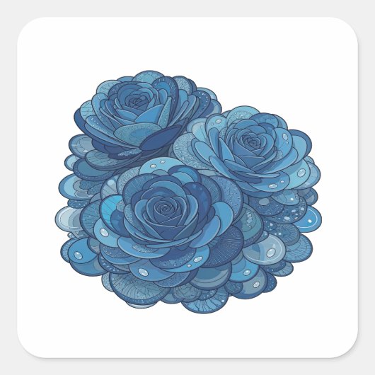 Autocollant Impression Roses Bleues Gras (Devant)