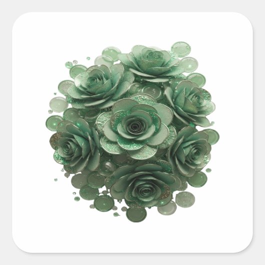 Autocollant imprimé GREEN ROSES vert pelable (Devant)