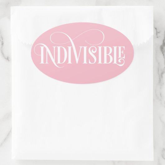 Autocollant indivisible / Script blanc (ovale) (Sac)