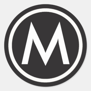 Autocollant initial de lettres noires et blanches