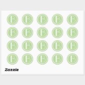 Autocollant initial de lettres vert et blanc monog (Feuille)