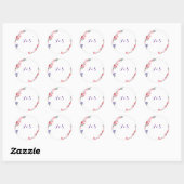 Autocollant Initial de Mariage Floral Lavande & Bl (Feuille)