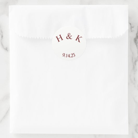 Autocollant initial de mariage personnalisé (Sac)