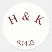 Autocollant initial de mariage personnalisé (Devant)