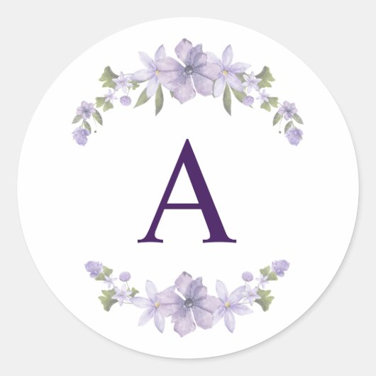 Autocollant Initial Floral | Monogramme Personnali (Devant)