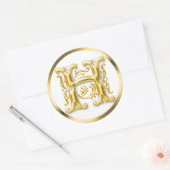 Autocollant initial H rond en or (Enveloppe)