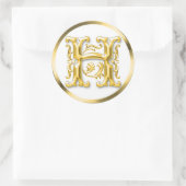 Autocollant initial H rond en or (Sac)