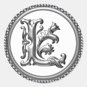 Autocollant initial L rond en argent