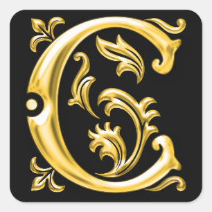 Autocollant initial lettre C majuscule en or