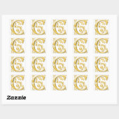Autocollant initial lettre C majuscule en or (Feuille)