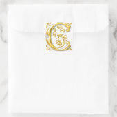 Autocollant initial lettre C majuscule en or (Sac)