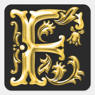 Autocollant initial lettre F majuscule en or