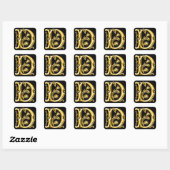Autocollant initial lettre majuscule D en or (Feuille)