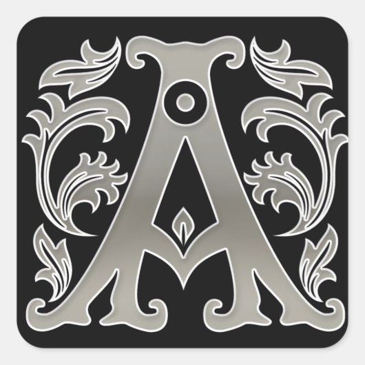 Autocollant initial lettre majuscule en argent (Devant)