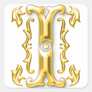 Autocollant initial lettre majuscule I en or