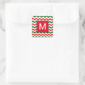 autocollant initial personnalisé vert et rouge (Sac)