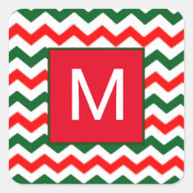 autocollant initial personnalisé vert et rouge