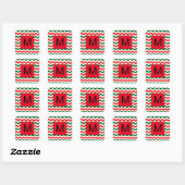 autocollant initial personnalisé vert et rouge (Feuille)