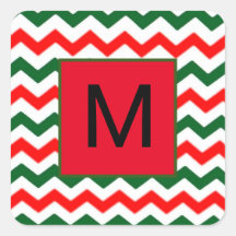 autocollant initial personnalisé vert et rouge