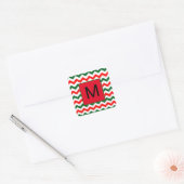 autocollant initial personnalisé vert et rouge (Enveloppe)
