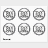 Autocollant initial W rond en argent (Feuille)