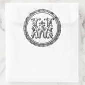 Autocollant initial W rond en argent (Sac)
