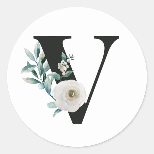 Autocollant initiale de vacances d'hiver lettre V (Devant)