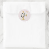 Autocollant initiales or roses de printemps lettre (Sac)