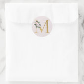 Autocollant initiales or roses de printemps lettre (Sac)