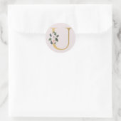 Autocollant initiales or roses de printemps lettre (Sac)