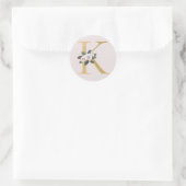 Autocollant initiales or roses de printemps lettre (Sac)