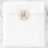 Autocollant initiales or roses de printemps lettre (Sac)
