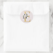 Autocollant initiales or roses de printemps lettre (Sac)