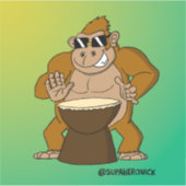 Autocollant Jack le gorille funky cartoon batteur (Devant)