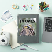 Autocollant J'adore les hiboux (Couverture iPad)