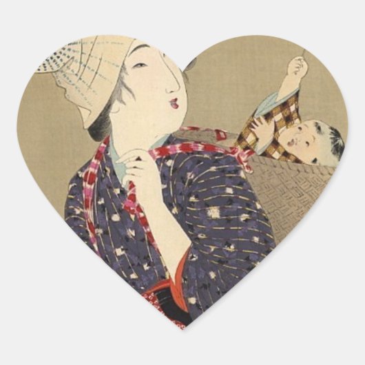 AUTOCOLLANT JAPONAIS de MÈRE et de BÉBÉ (Devant)