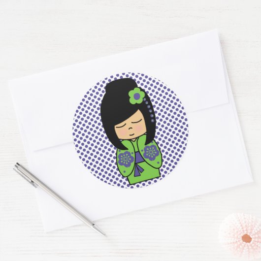 Autocollant japonais Kokeshi Doll (Enveloppe)