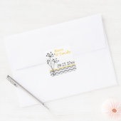 Autocollant jaune, gris, blanc floral Chevron (Enveloppe)
