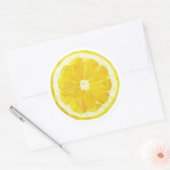 Autocollant jaune tranche citron rond. (Enveloppe)