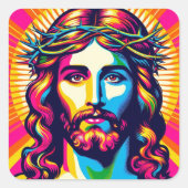 Autocollant Jésus coloré ! (Devant)
