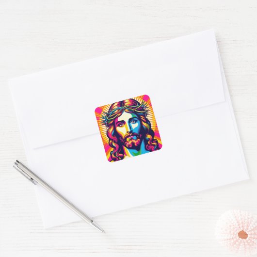 Autocollant Jésus coloré ! (Enveloppe)