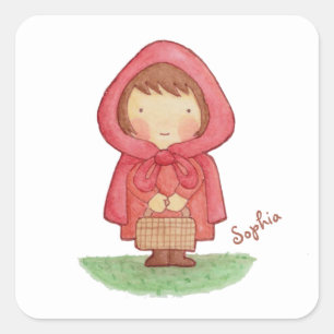 Autocollant joli aquarelle du Petit Chaperon Rouge
