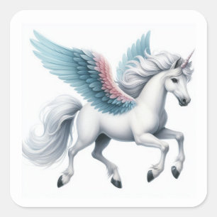 Autocollant joli Pegasus blanc volant