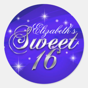 Autocollant Jolies Paillettes Bleues Sweet Sixteen