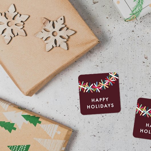 Autocollant Joyeuses Fêtes Guirlande de Ruban de N