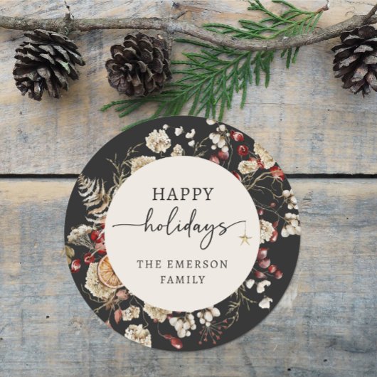 Autocollant Joyeuses Fêtes Noir