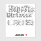Autocollant Joyeux Anniversaire argent pour Iris (Feuille)