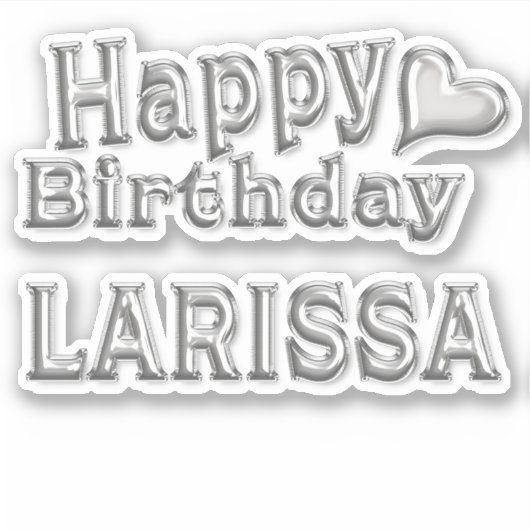 Autocollant Joyeux Anniversaire argent pour Lariss (Devant)